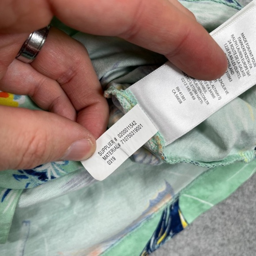 Polo Ralph Lauren Shirt Mens Medium Green Marlin Tropical‎ Fishing Short Sleeve - Picture 12 of 12
